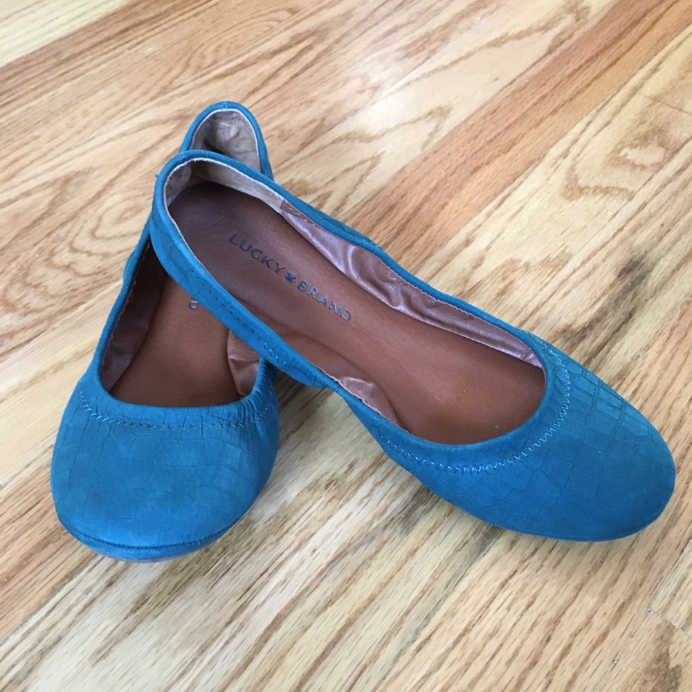 Lucky Brand Emmie Ballet Flats teal leather 7
